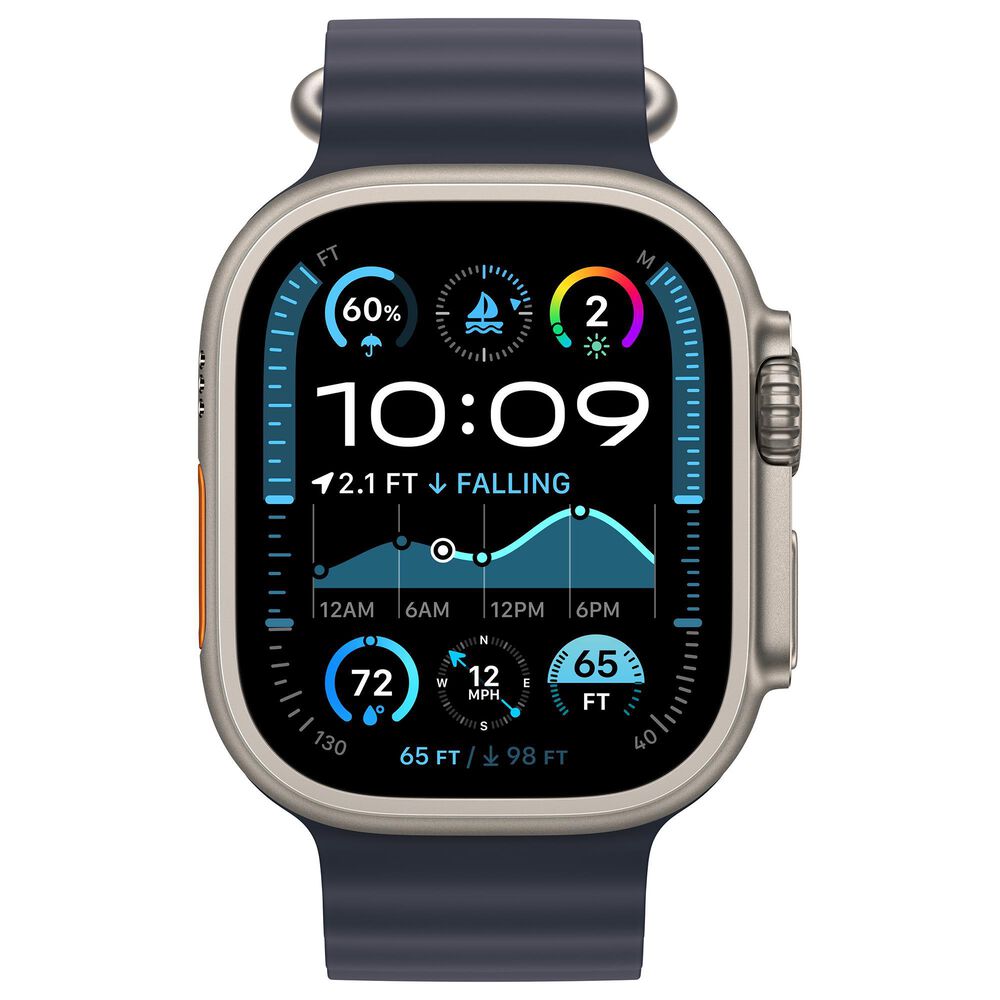 Apple Watch Ultra 2 GPS + Cellular 49mm Natural Titanium Case with Navy Ocean Band, , large