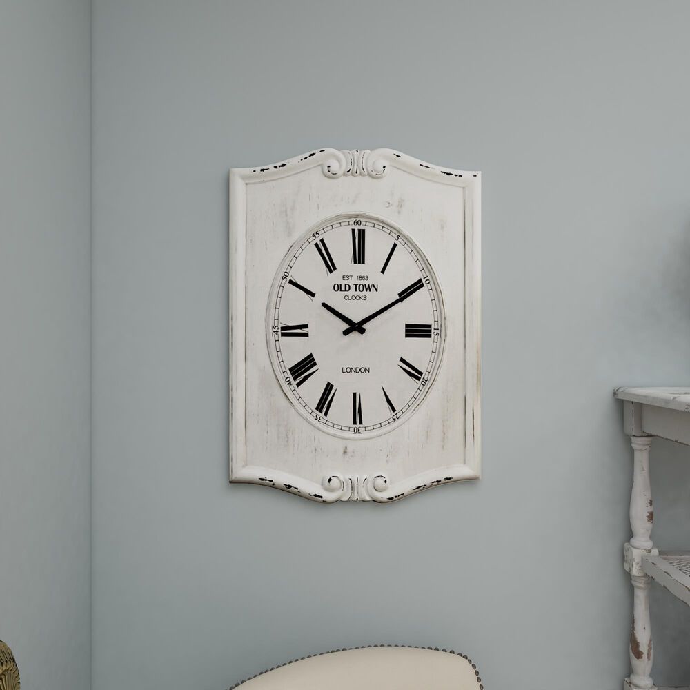 Maple and Jade Farmhouse Wall Clock in Whitewashed, , large
