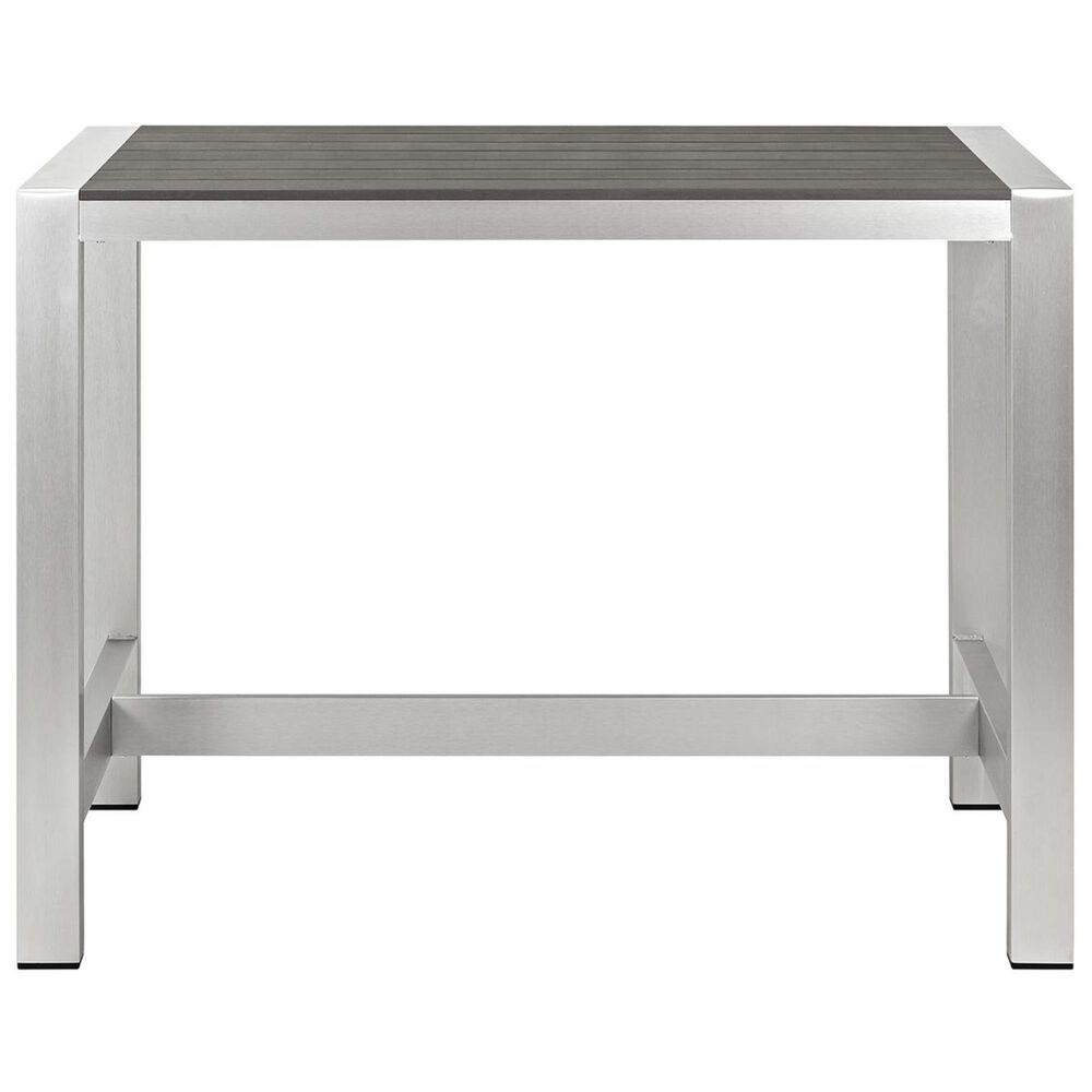 Modway Shore Outdoor Patio Aluminum Rectangle Bar Table in Silver and Gray, , large