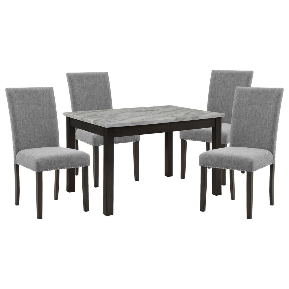 Furniture of America Buddy 5-Piece Dining Set in White/Gray, , large