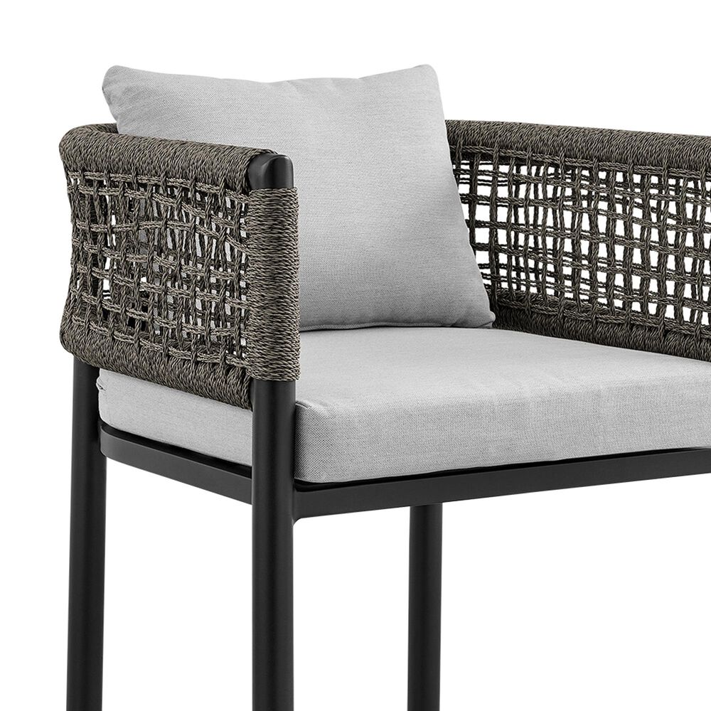 Blue River Alegria Patio Bar Stool with Gray Cushion in Black, , large