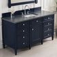 James Martin Vanities Brittany 60" Single Bathroom Vanity in Victory Blue with 3 cm Charcoal Soapstone Quartz Top and Rectangle Sink, , large