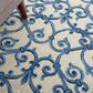 Nourison Aloha Damask 5"3" x 7"5" Grey and Blue Indoor/Outdoor Area Rug, , large