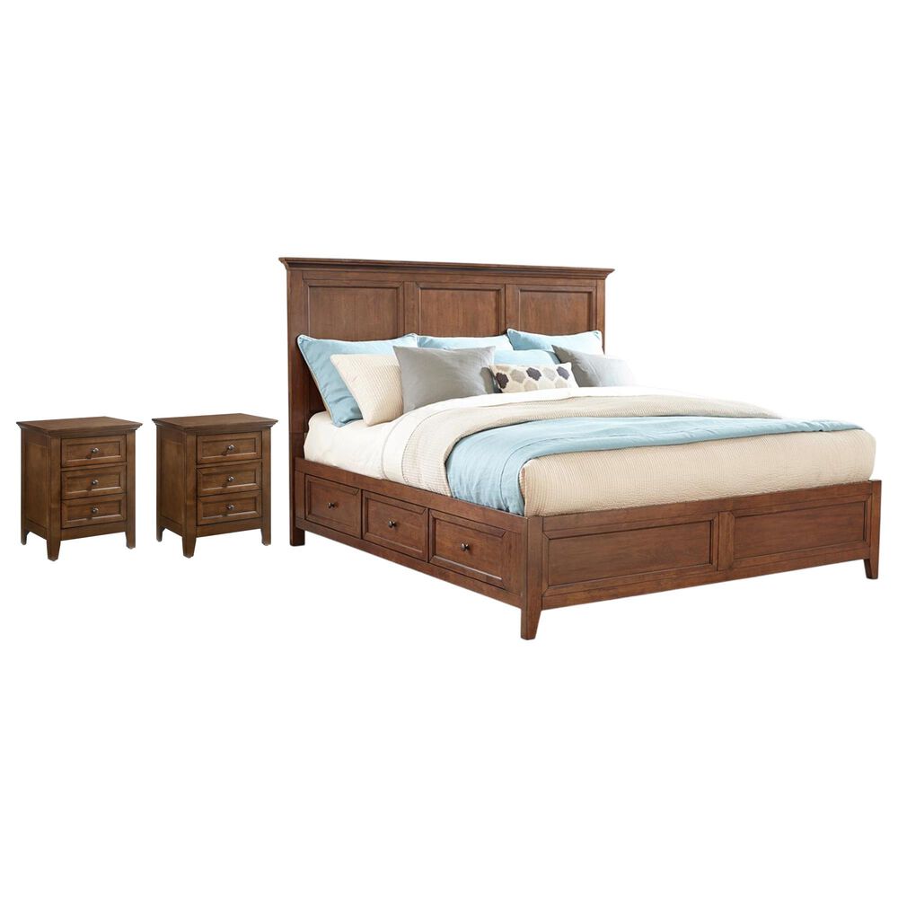 Hawthorne Furniture San Mateo King Storage Bed with Two Nightstands in Tuscan, , large