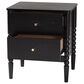 Baxton Studio Lucera 2-Drawer Bobbin Nightstand in Black, , large