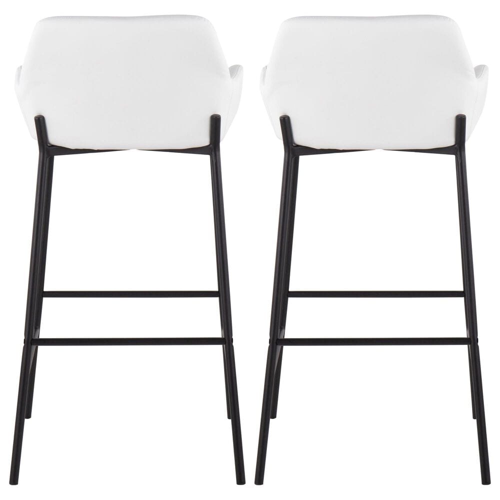 LumiSource Daniella Bar Stool with White Upholstery in Black (Set of 2), , large