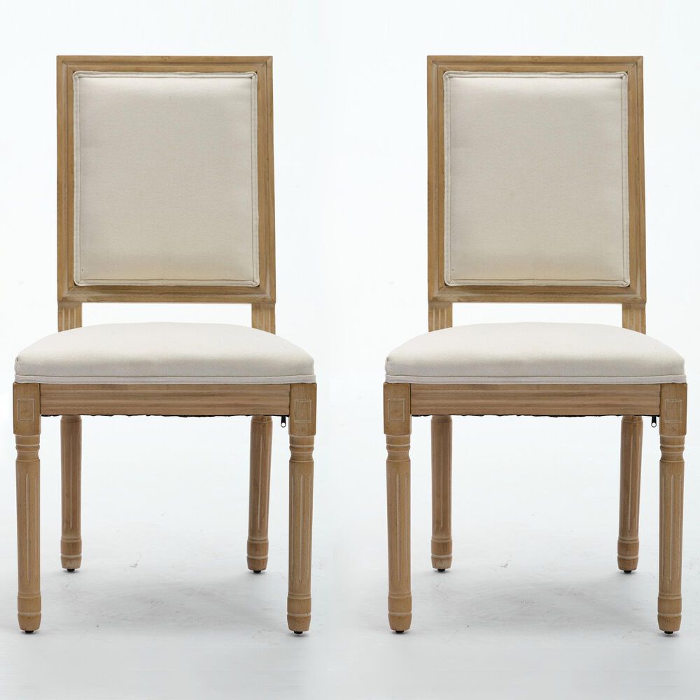 Hearth and Haven Upholstered Side Chair with Square Backrest in Beige (Set of 2), , large