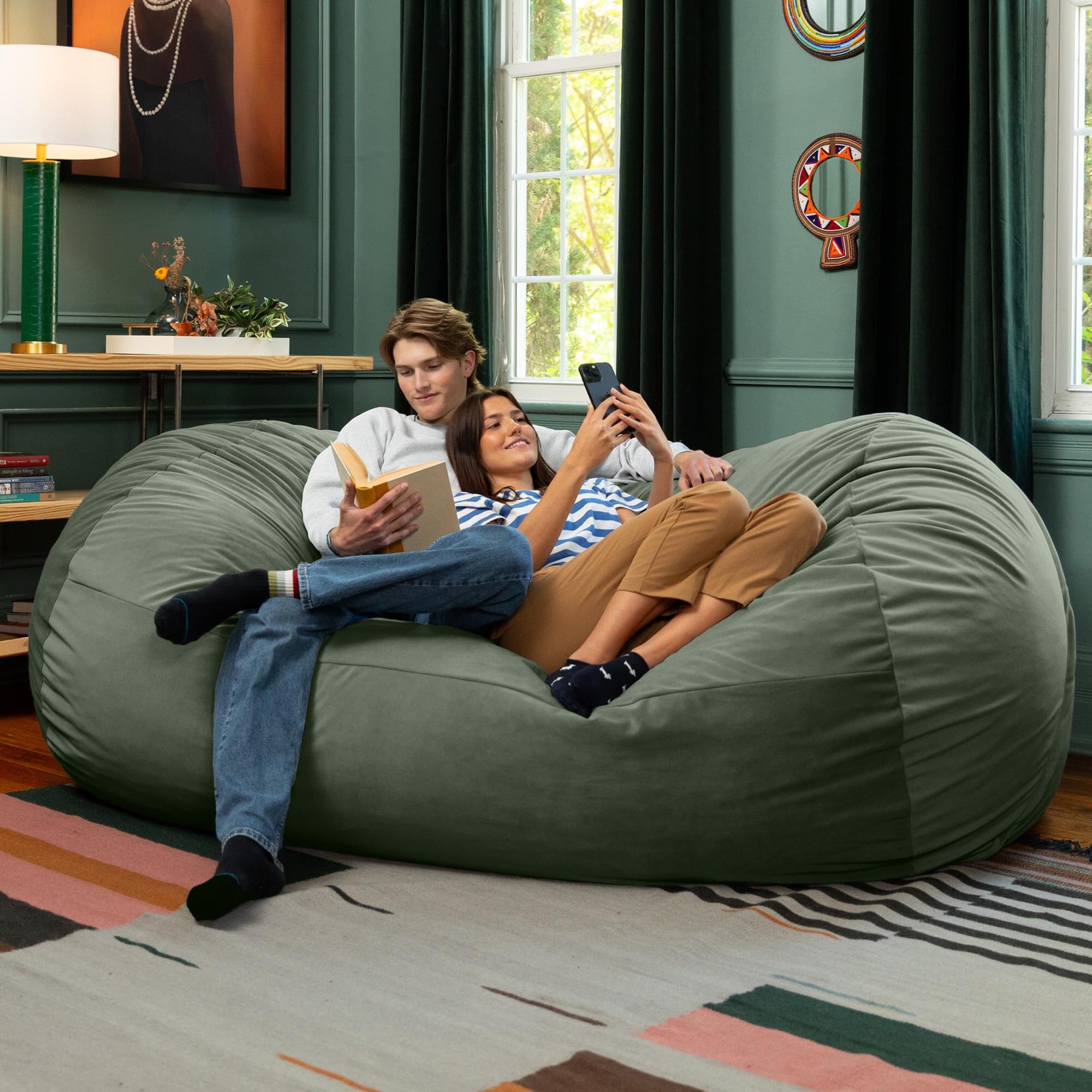 Jaxx Grand Lounger 7' Bean Bag Sofa in Green