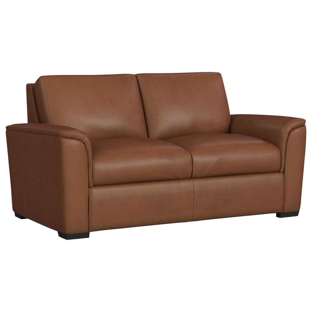 Flexsteel Henry Stationary Leather Sofa and Loveseat Set in Caramel, , large