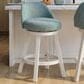 Armen Living Erika Swivel Counter Height Stool with Light Blue Upholstery in White, , large