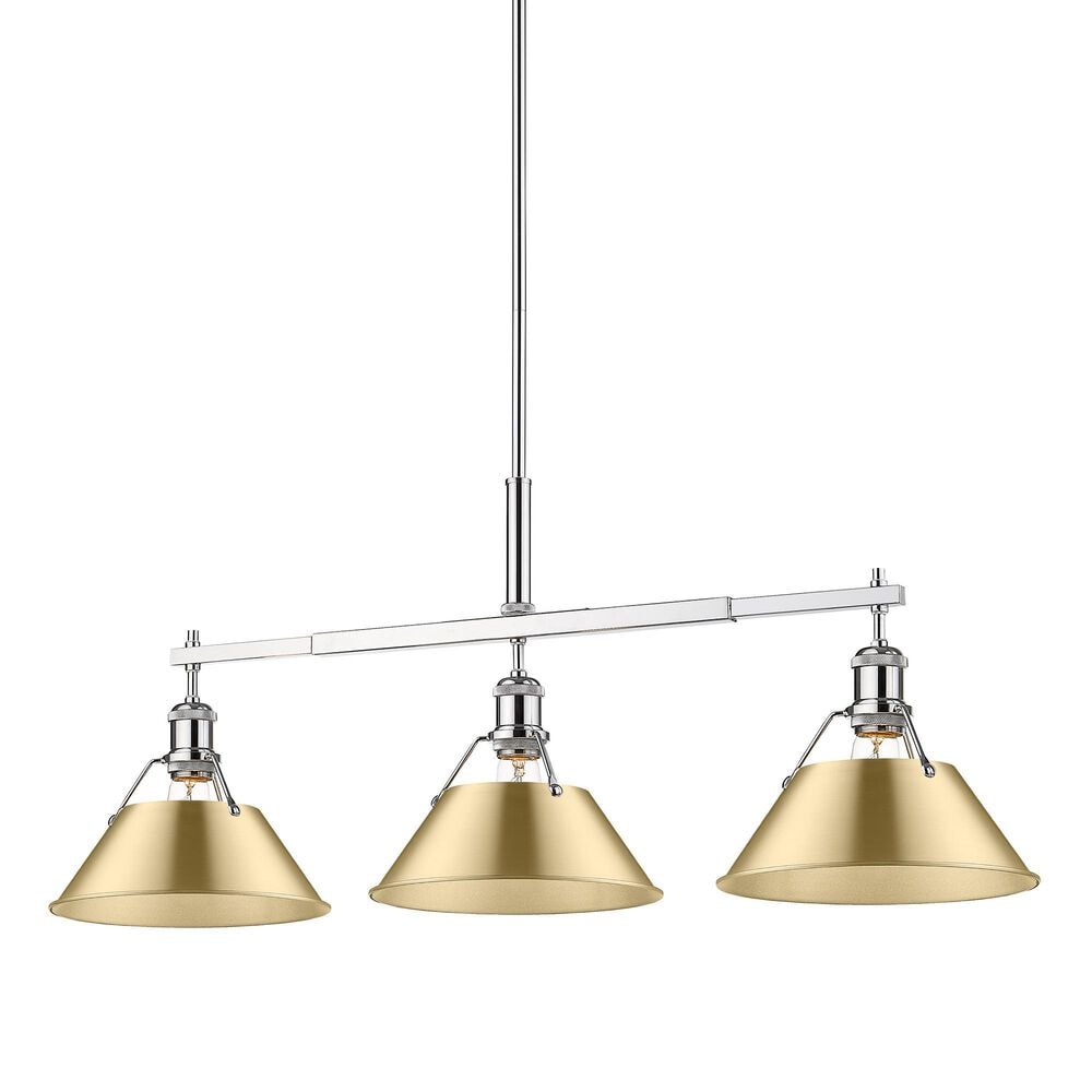 Golden Lighting Orwell 3-Light Linear Pendant with Brushed Champagne Bronze Shade in Chrome, , large