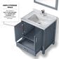 Lexora Home Jacques 30" Single Bathroom Vanity in Dark Grey with 2 cm White Carrara Marble Top and Rectangular Sink, , large