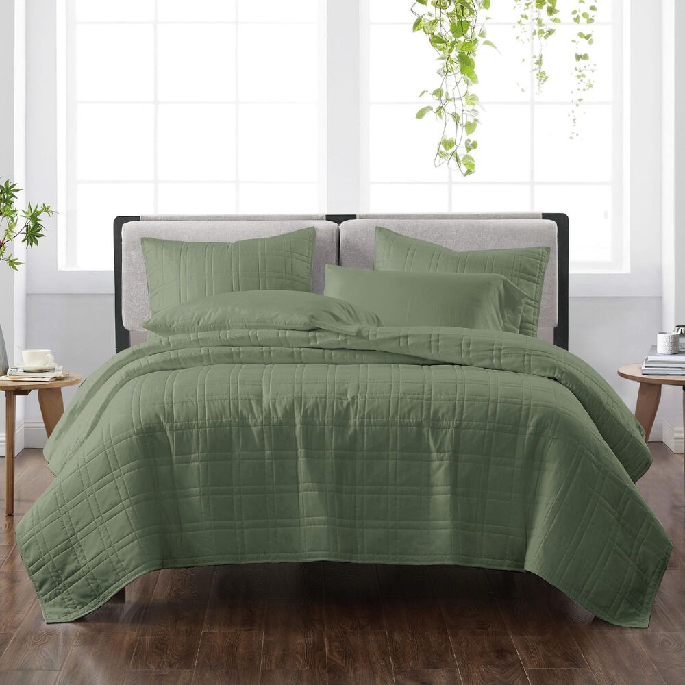 Pem America Cannon Solid 3-Piece King Quilt Set in Green, , large
