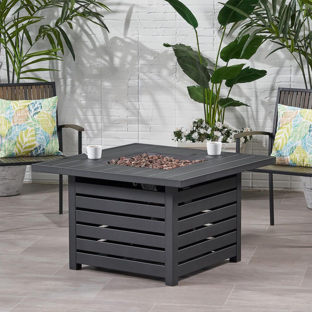 Noble House Rene Square Liquid Propane Fire Pit in Black, , large