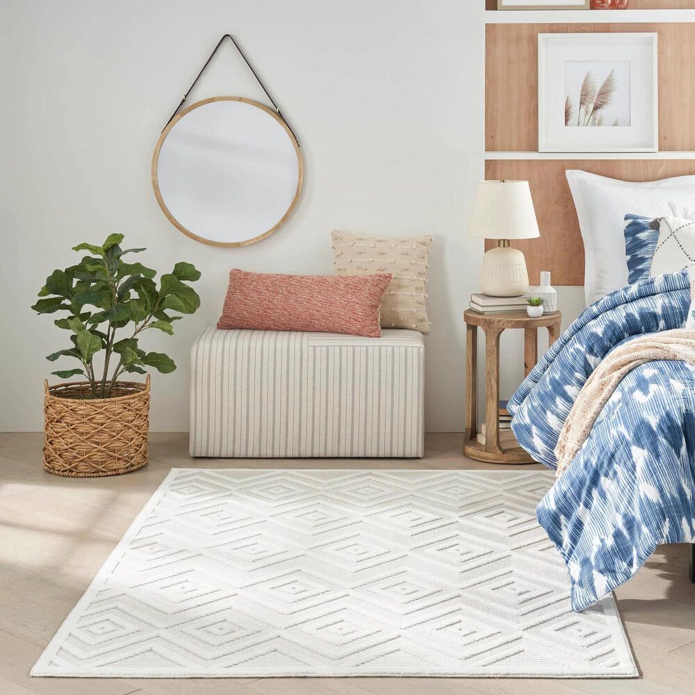 Nourison Versatile 6&#39; x 9&#39; Ivory and White Indoor/Outdoor Area Rug, , large