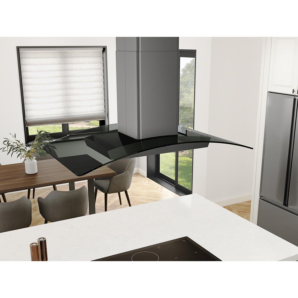 Zephyr Ravenna 36" Island Range Hood in Black Stainless Steel and Smoke Gray Glass, , large