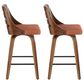 Lumisource Trevi Swivel Counter Stool with Orange Cushion in Walnut and Black (Set of 2), , large