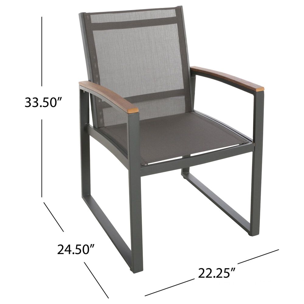Hearth and Haven Glasgow Outdoor Dining Chair with Mesh Seat in Grey &#40;Set of 2&#41;, , large