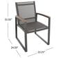Hearth and Haven Glasgow Outdoor Dining Chair with Mesh Seat in Grey (Set of 2), , large