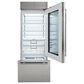 Sub Zero 17 Cu. Ft. Classic Right Hinge Bottom Freezer Refrigerator with Glass Door and Tubular Handle in Stainless Steel, , large
