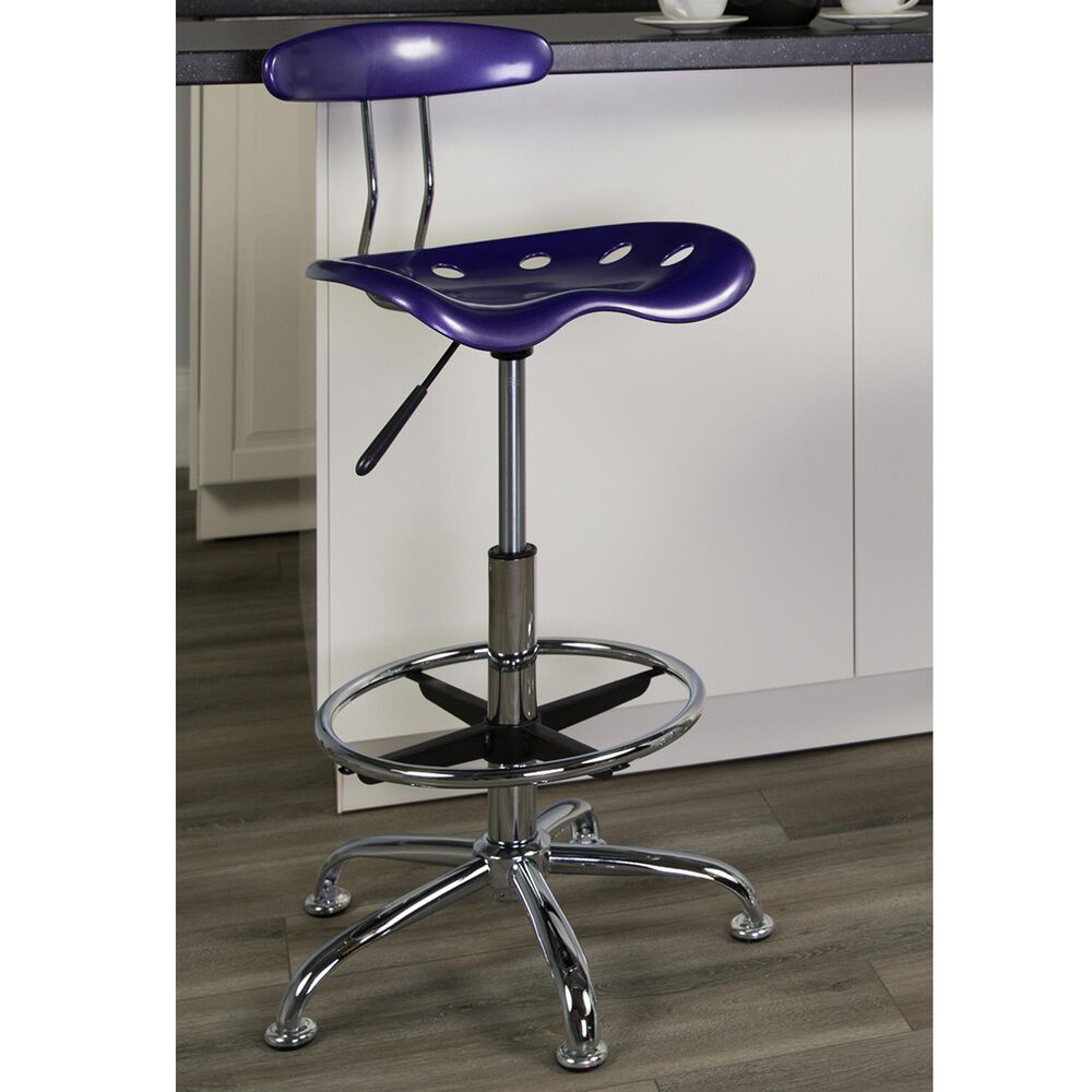 Flash Furniture Vibrant Drafting Stool in Purple, , large