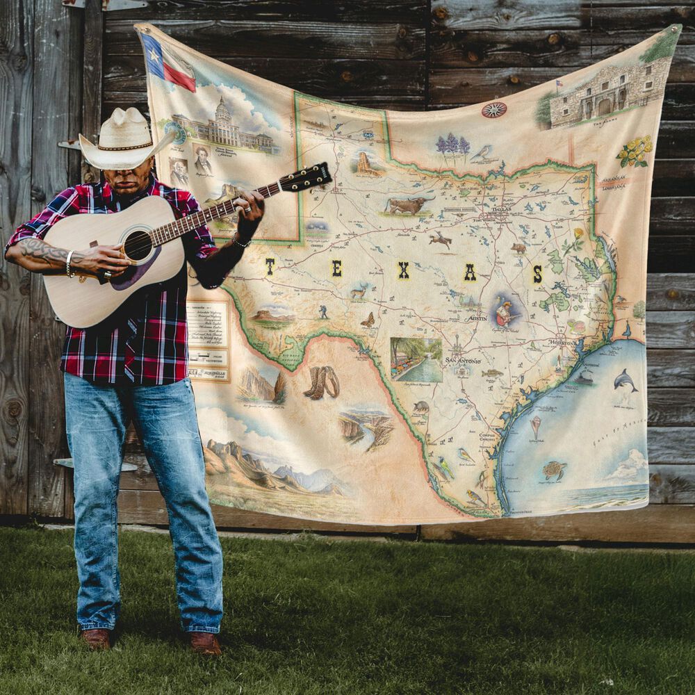 Xplorer Maps Fleece Blanket in Texas, , large
