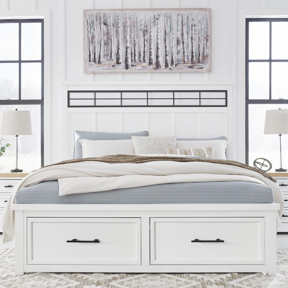 Ashley Ashbryn King Storage Bed in White and Natural, , large