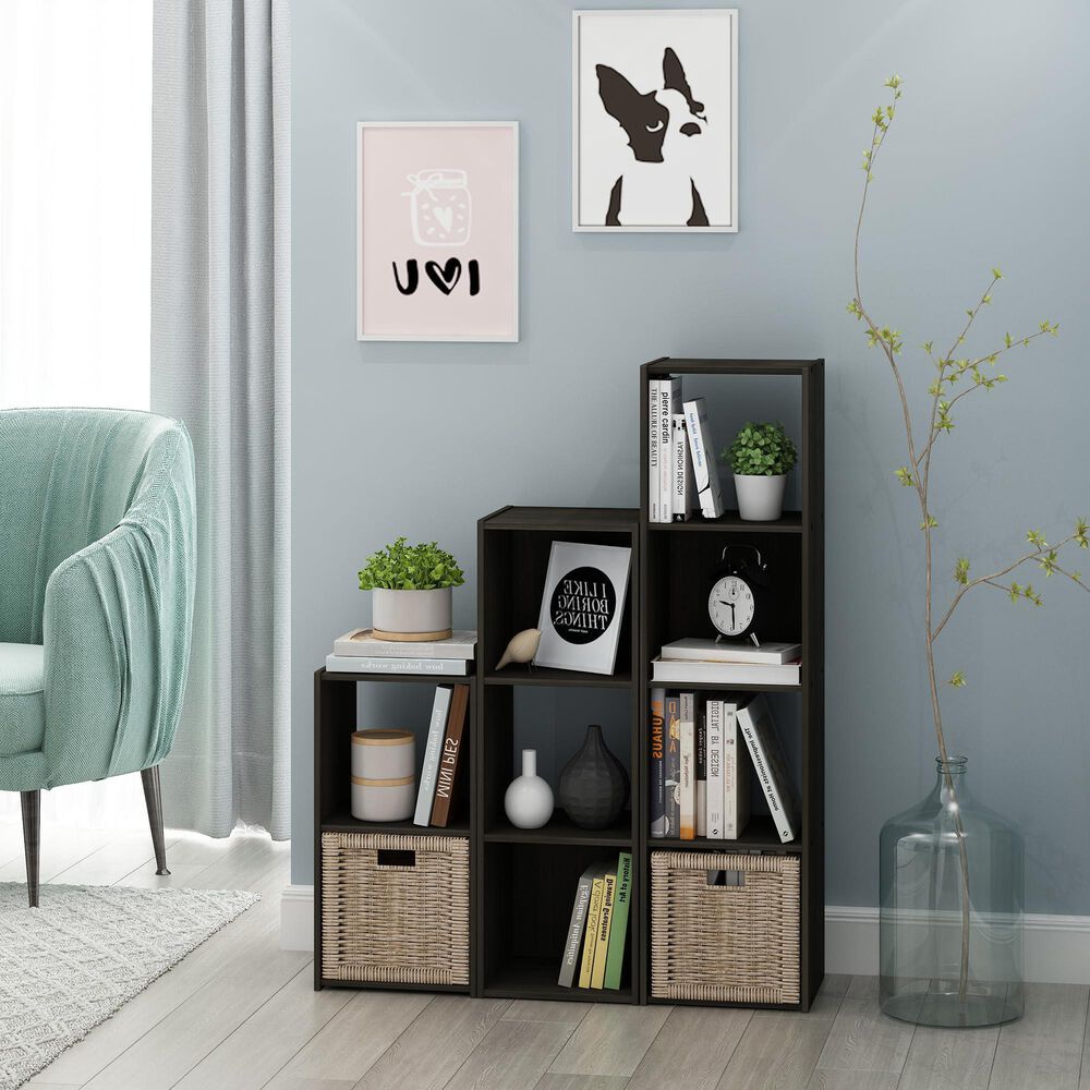 HOMLUX 2-Cube Open Shelf Bookshelf in Espresso, , large