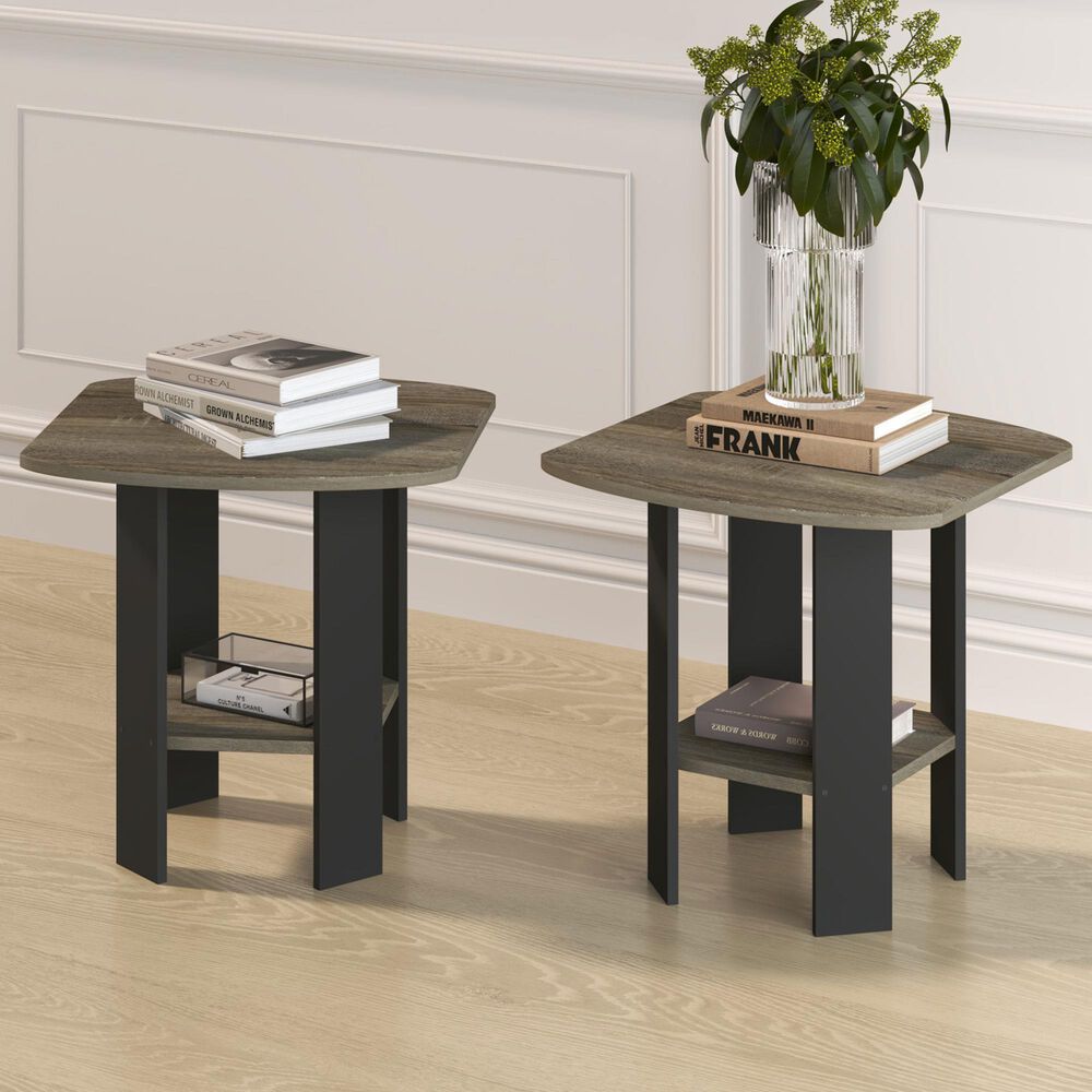 HOMLUX End Table in French Oak and Black (Set of 2), , large