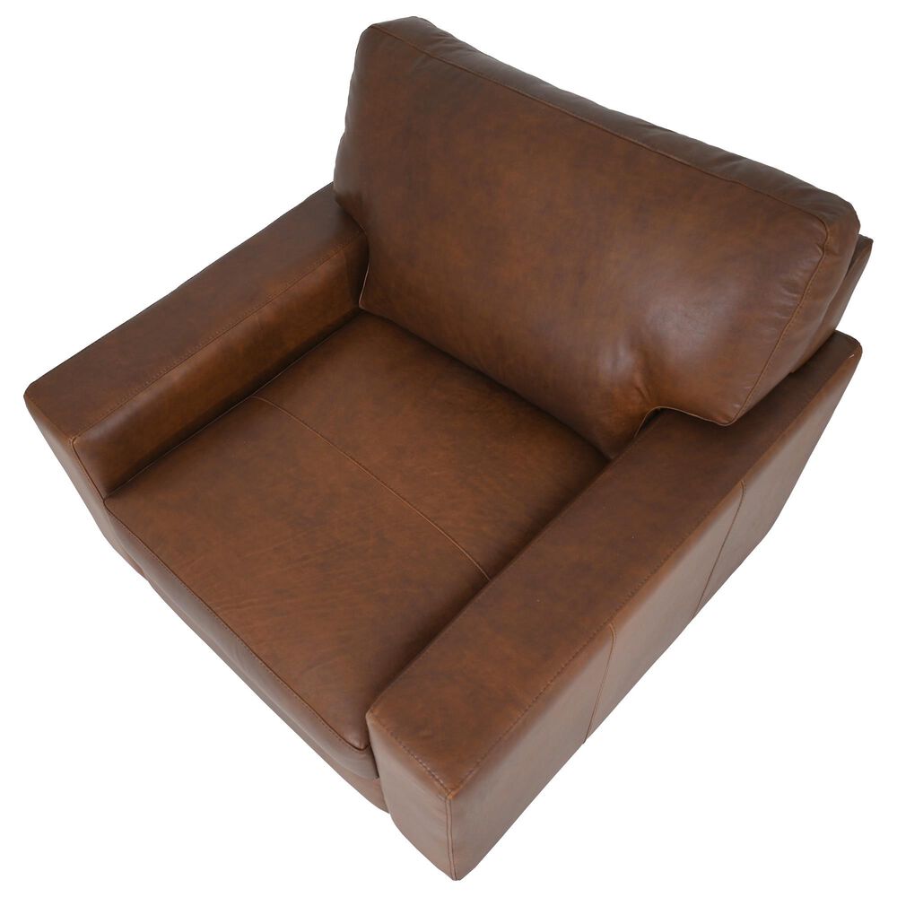 Bordeaux &amp; Co Leather Swivel Chair in Brown, , large