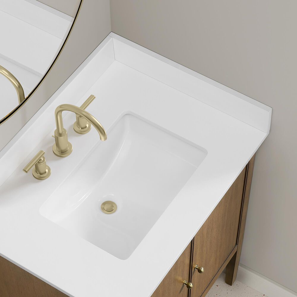 37B Heston 30" Single Bathroom Vanity in Kona with White Composite Stone Top and Backsplash, , large