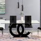 Global Furniture USA Dining Table in Matte Black & Stainless Steel, , large