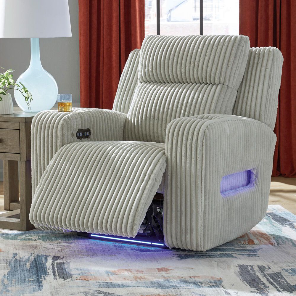 Ashley Forest Lake Power Recliner with Adjustable Headrest in Alloy Velvet, , large