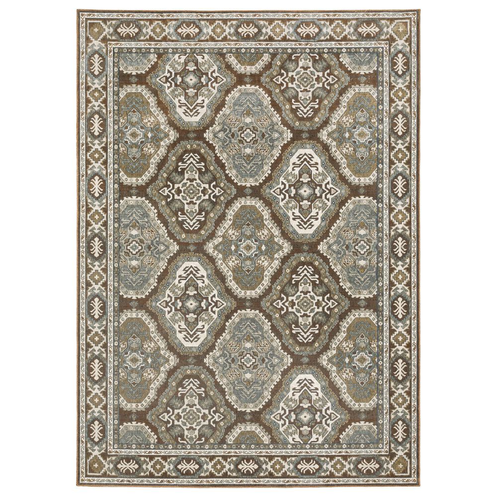 Oriental Weavers Ellington ELL03 7"10" x 10"10" Rust and Blue Area Rug, , large