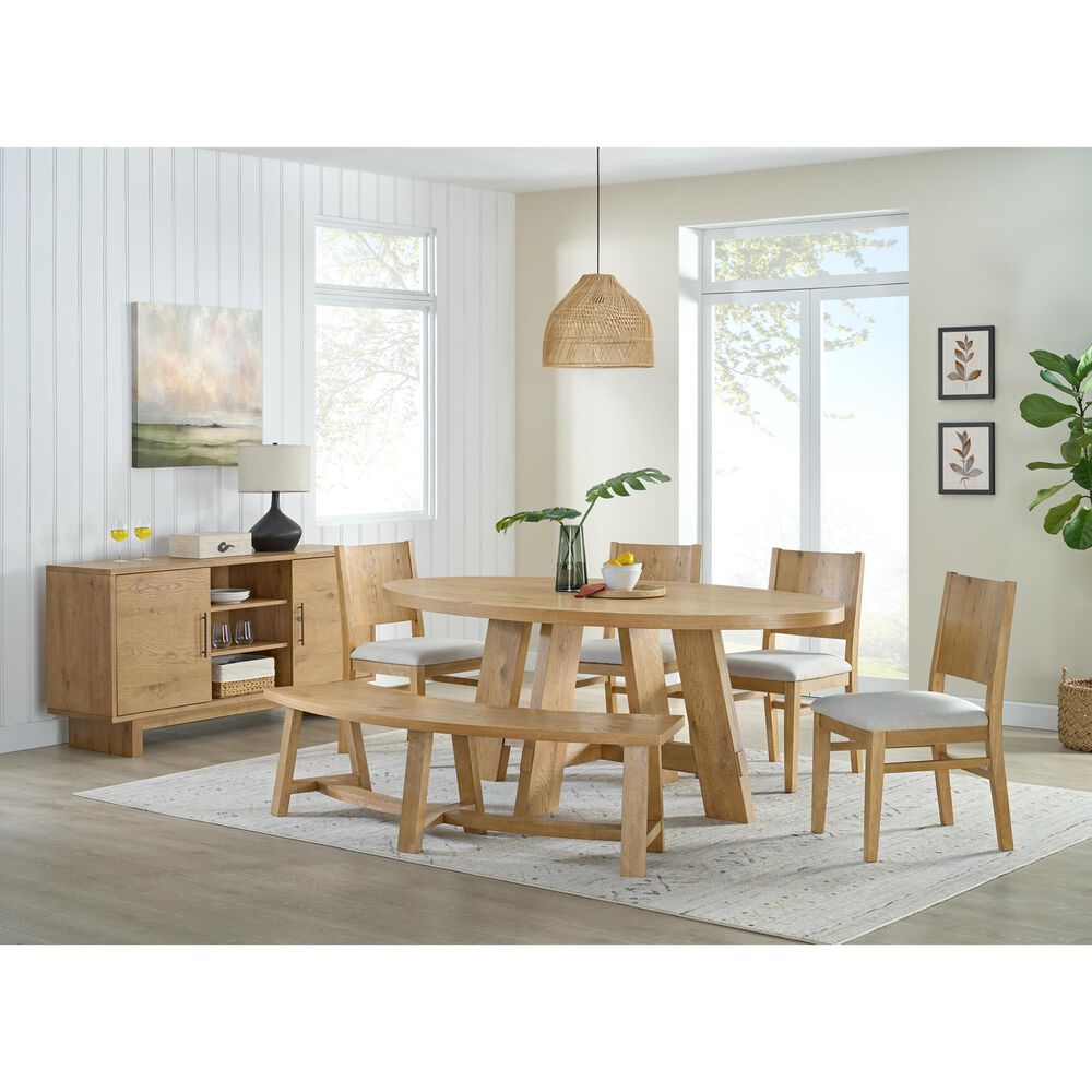 Forma &amp; Co Boho Dining Side Chair in White and Prairie Oak, , large