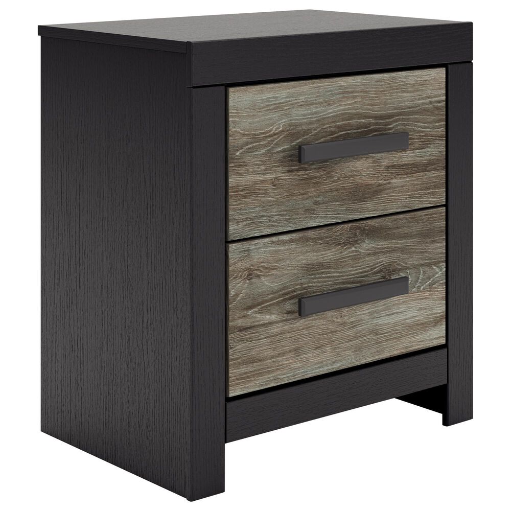 Ashley Broachmyn 2 Drawer Nightstand in Rustic Gray and Matte Black, , large