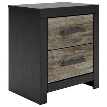 Ashley Broachmyn 2 Drawer Nightstand in Rustic Gray and Matte Black, , large