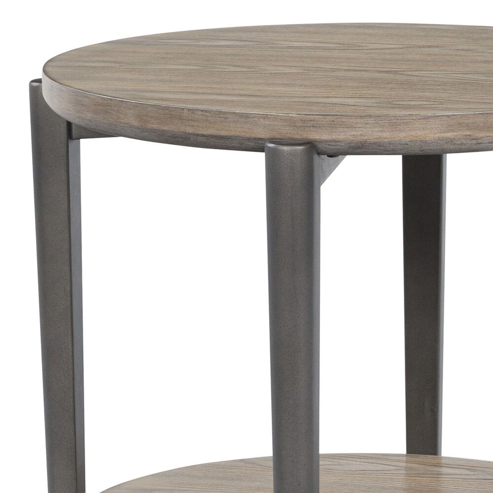 Ashley Dyonton Round End Table in Light Grayish Brown and Gunmetal, , large