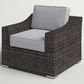 Hearth and Haven Outdoor Armchair with Curved Armrests and Espresso Wicker in Gray, , large