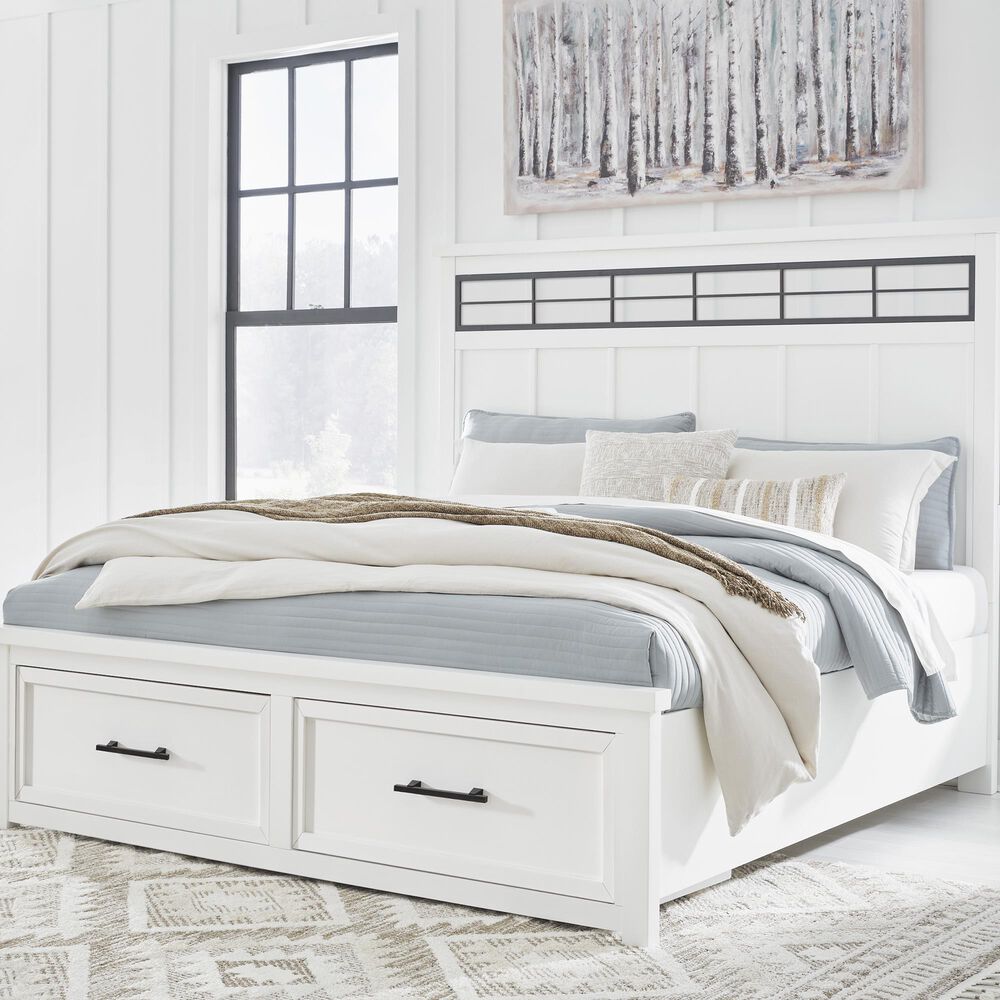 Ashley Ashbryn King Storage Bed in White and Natural, , large