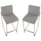 Lumisource Fuji High Back Counter Stool with Grey Fabric Cushion in Stainless Steel (Set of 2), , large