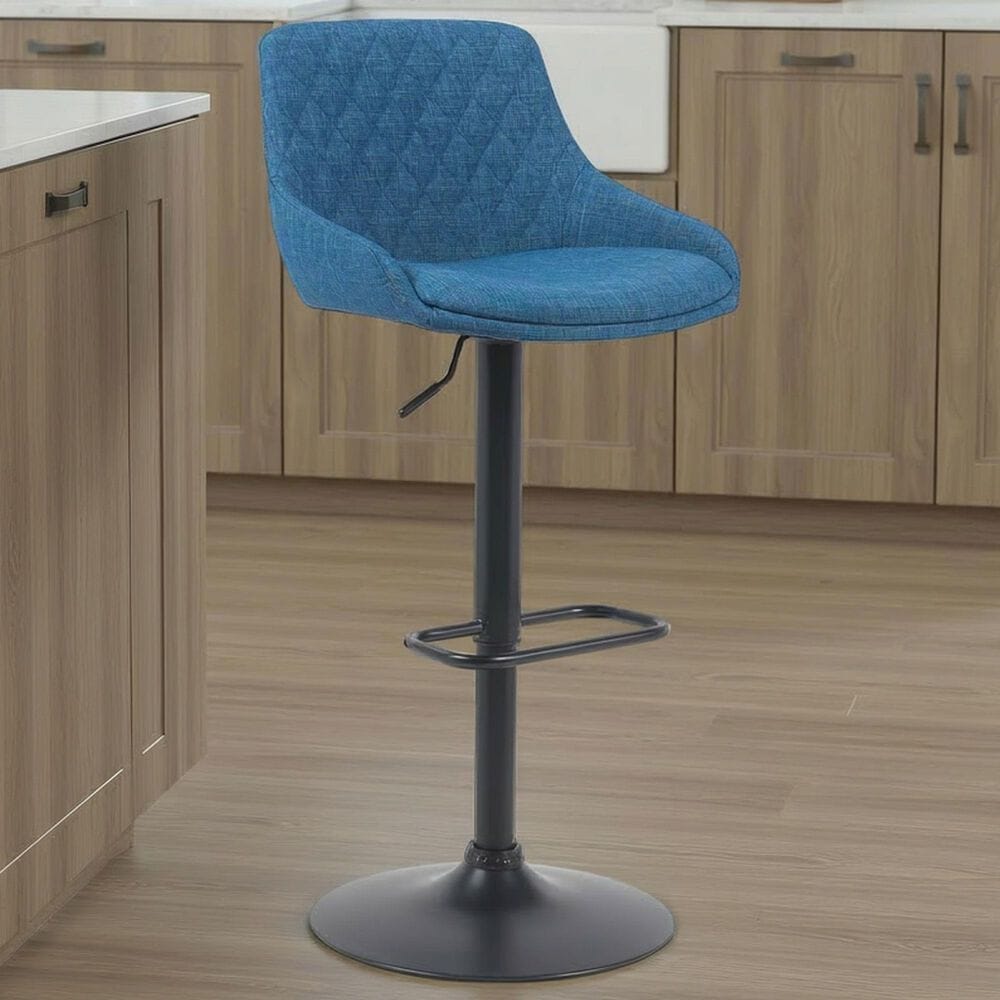 Armen Living Anibal Swivel Adjustable Barstool in Black, , large