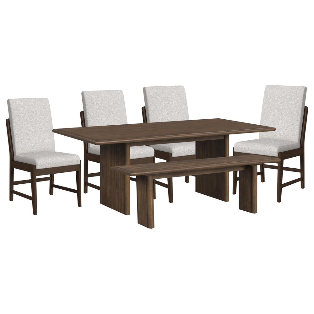 Mayberry Hill Brisbane 6-Piece Rectangular Dining Set with Beige Cushion in Brown, , large