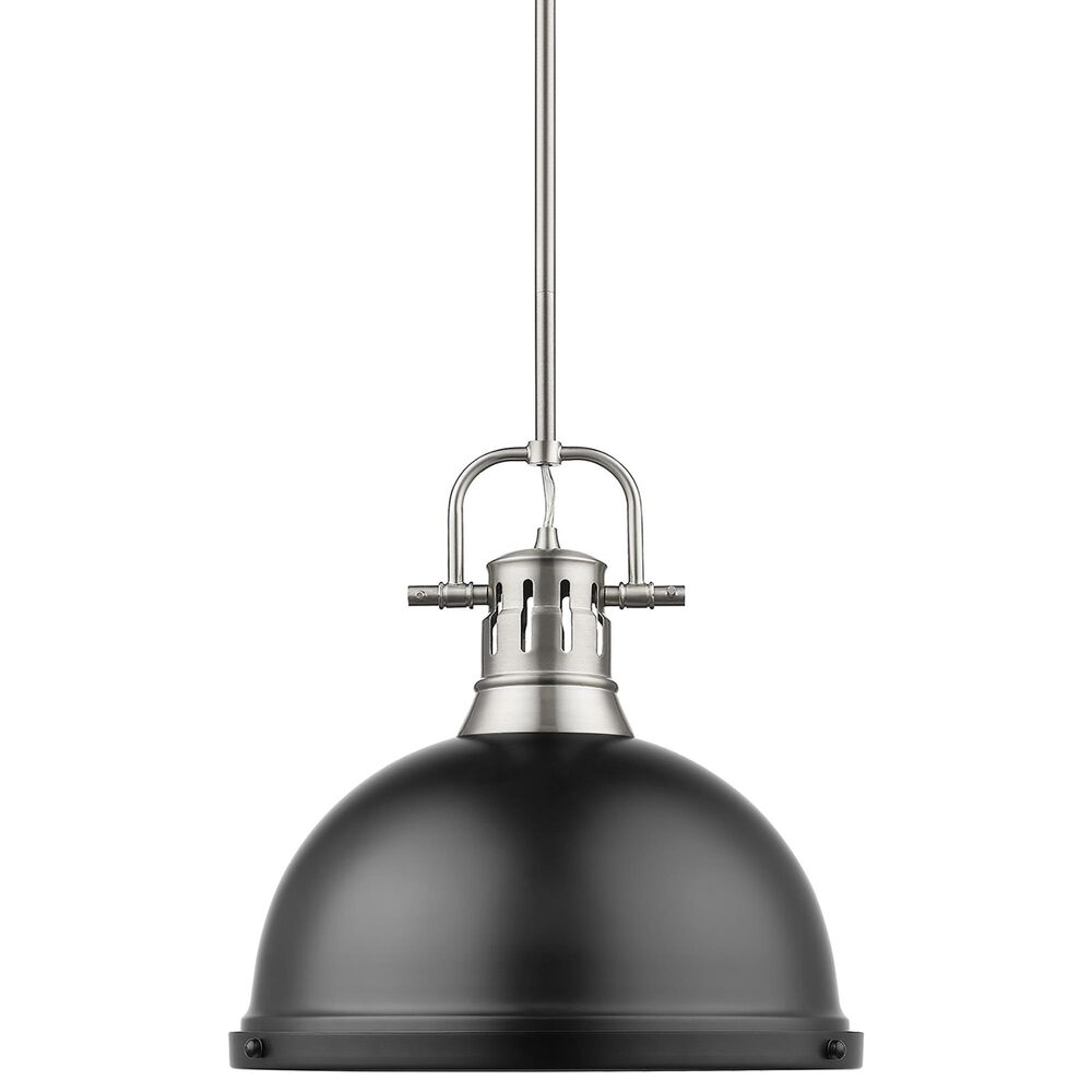 Golden Lighting Duncan 1-Light Pendant with Rod in Pewter, , large