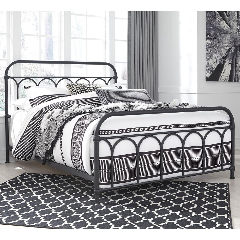 Ashley Nashburg Queen Slat Metal Bed in Black, , large