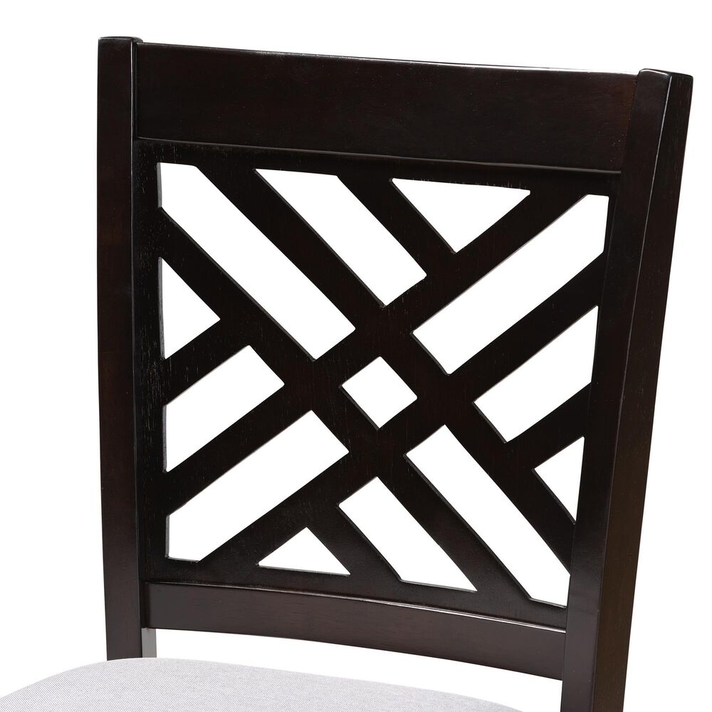 Baxton Studio Caron Counter Height Pub Chair with Gray Cushion in Espresso Brown (Set of 2), , large