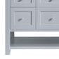 James Martin Vanities Breckenridge 48" Single Bathroom Vanity in Serenity Blue with 3 cm Victorian Silver Quartz Top and Rectangular Sink, , large