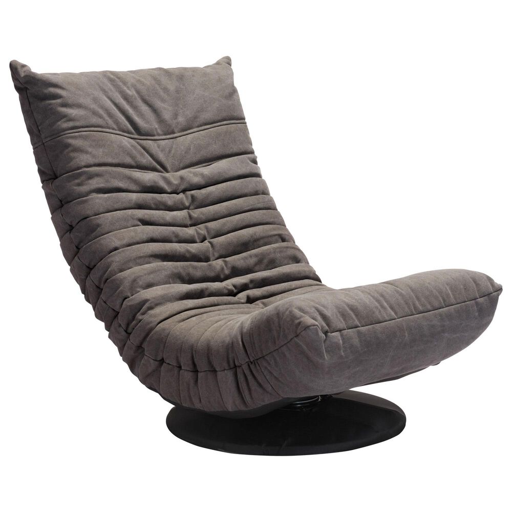 Zuo Modern Down Low Swivel Chair in Gray and Black, , large