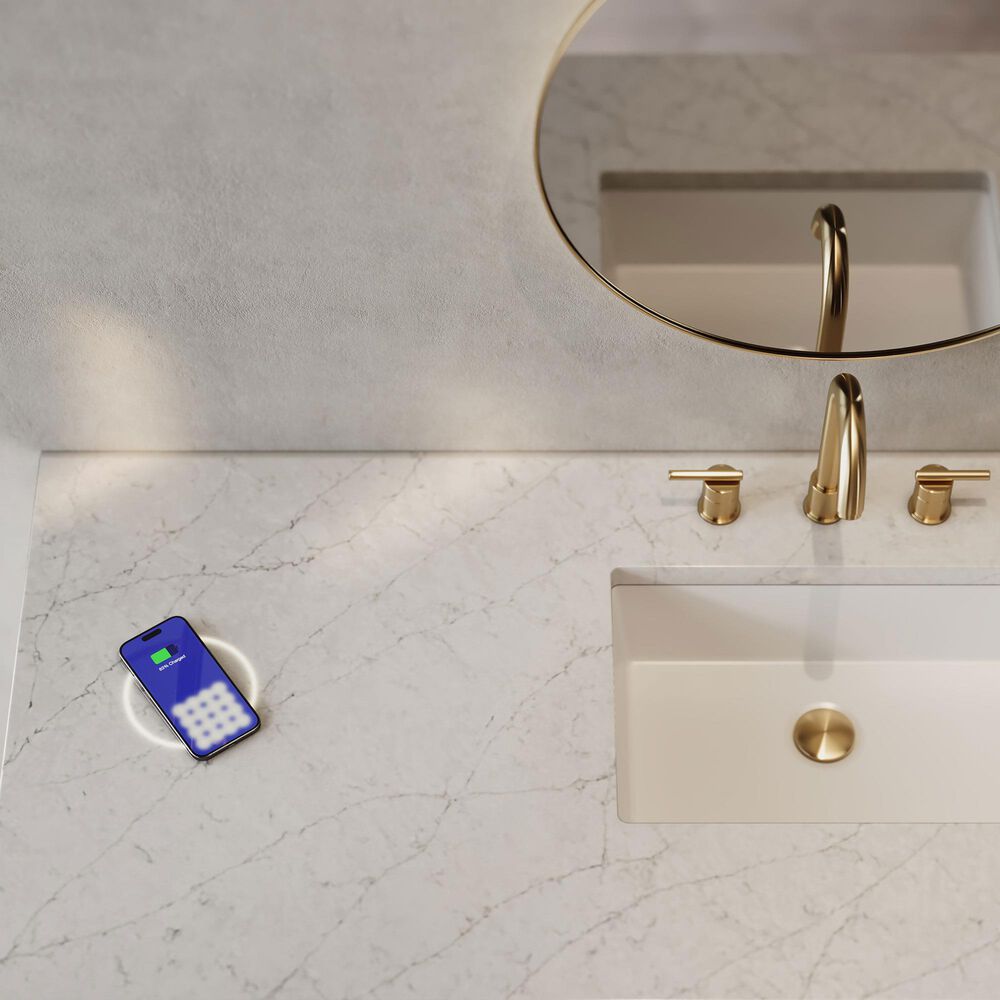 James Martin Vanities Chicago 60" Single Bathroom Vanity in Glossy White with 3 cm Eternal Jasmine Pearl Quartz Top, Rectangular Sink and FreePower Wireless Charger, , large