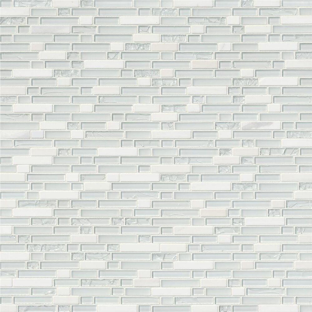 MS International Delano White 12&quot; x 12&quot; Glass and Stone Mosaic Sheet, , large
